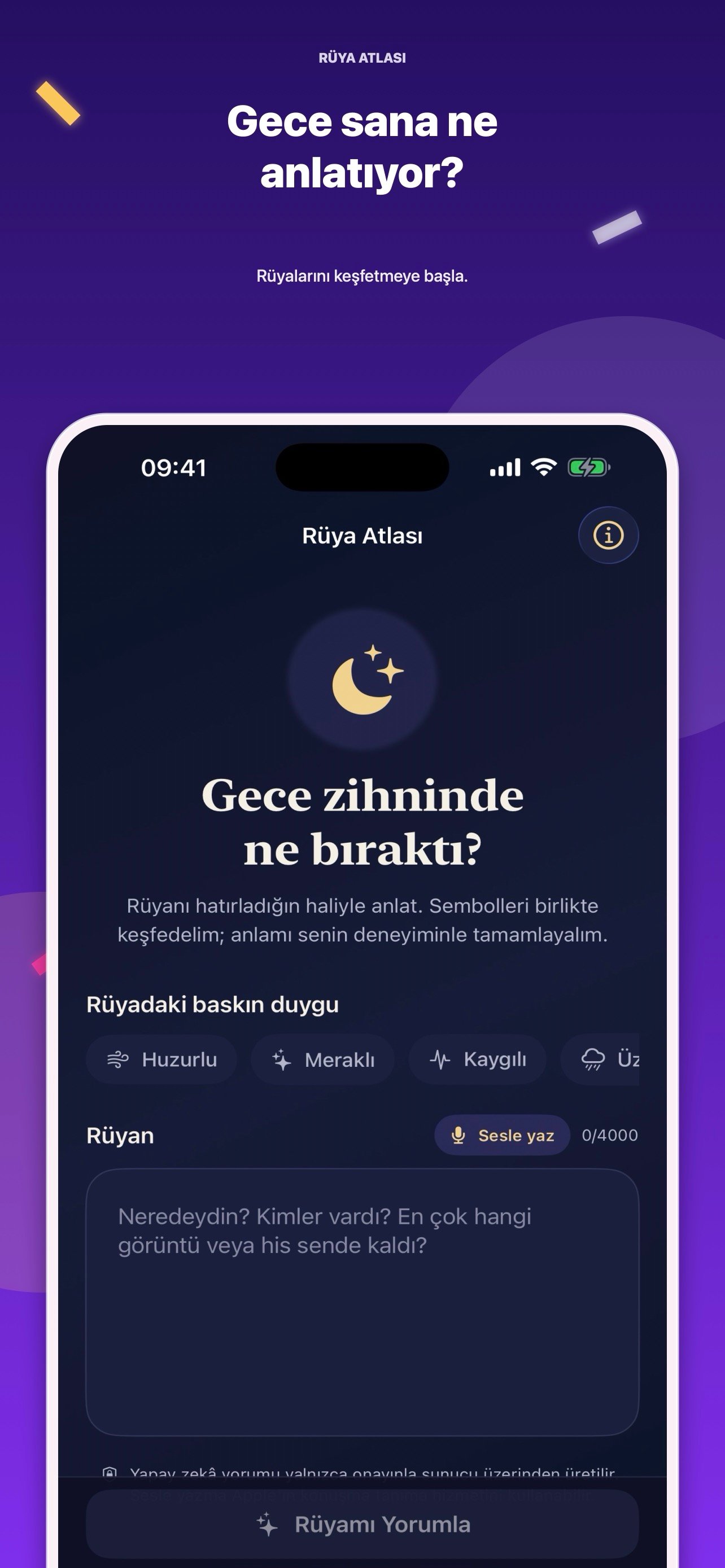 Rüya Atlası karşılama ekranı